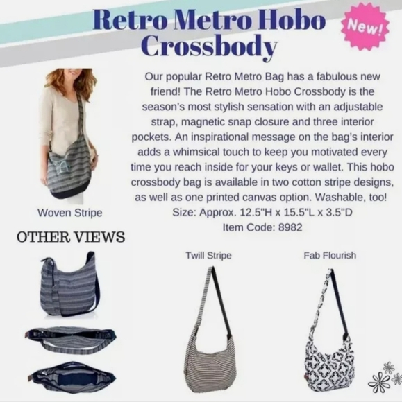 Thirty One | Retro Metro Large Canvas Tote Bag Purse - Picture 14 of 14